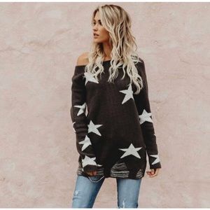 Star sweater, Cozy star sweater,Black white star